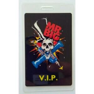 Mr Big Lean Into It VIP Backstage Pass Original 1991 Hard Rock Music Skull Drill